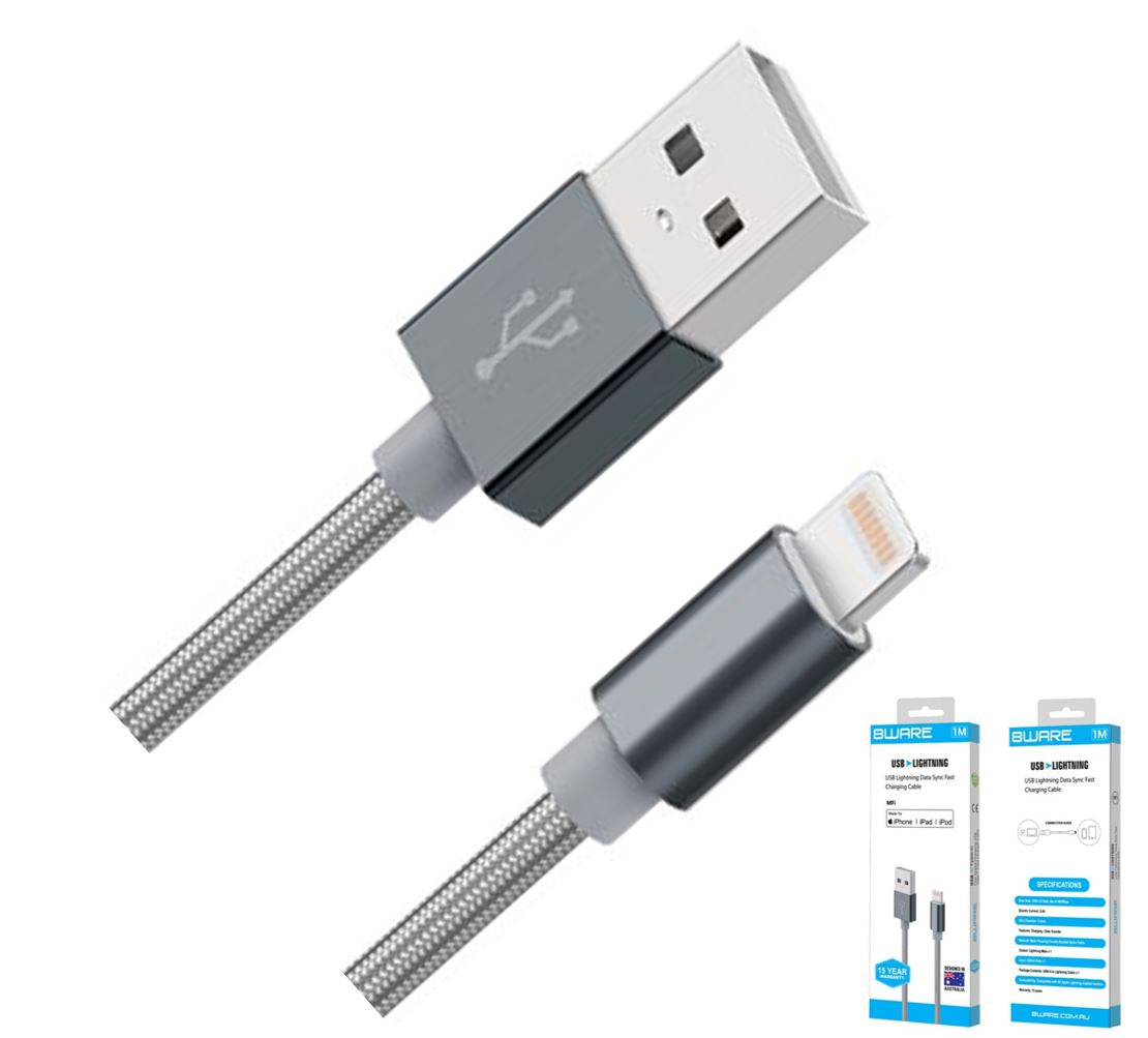 8Ware Premium 1m Apple Certified USB Lightning Data Sync Fast Charging Cable for iPhone X XS XR Max 8 7 6 iPad Air Mini iPod Retail Pack 8Ware Premium 1m Apple Certified USB Lightning Data Sync Fast Charging Cable for iPhone X XS XR Max 8 7 6 iPad Air Mini iPod Retail Pack